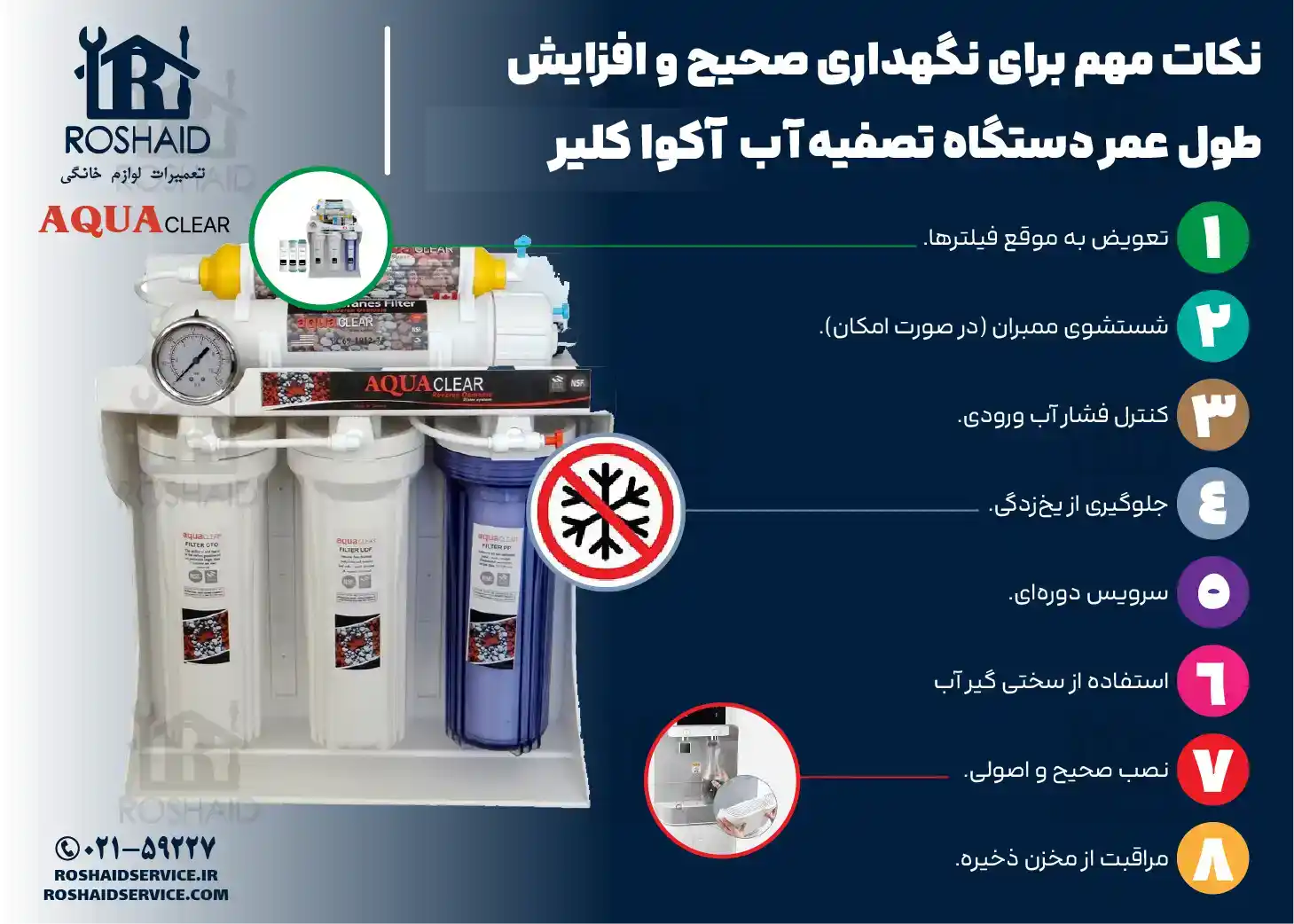 نکات مهم برای نگهداری صحیح و افزایش طول عمر دستگاه تصفیه آب خانگی آکوا کلیر